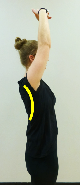 mountain with arm reach thoracic extension stretch
